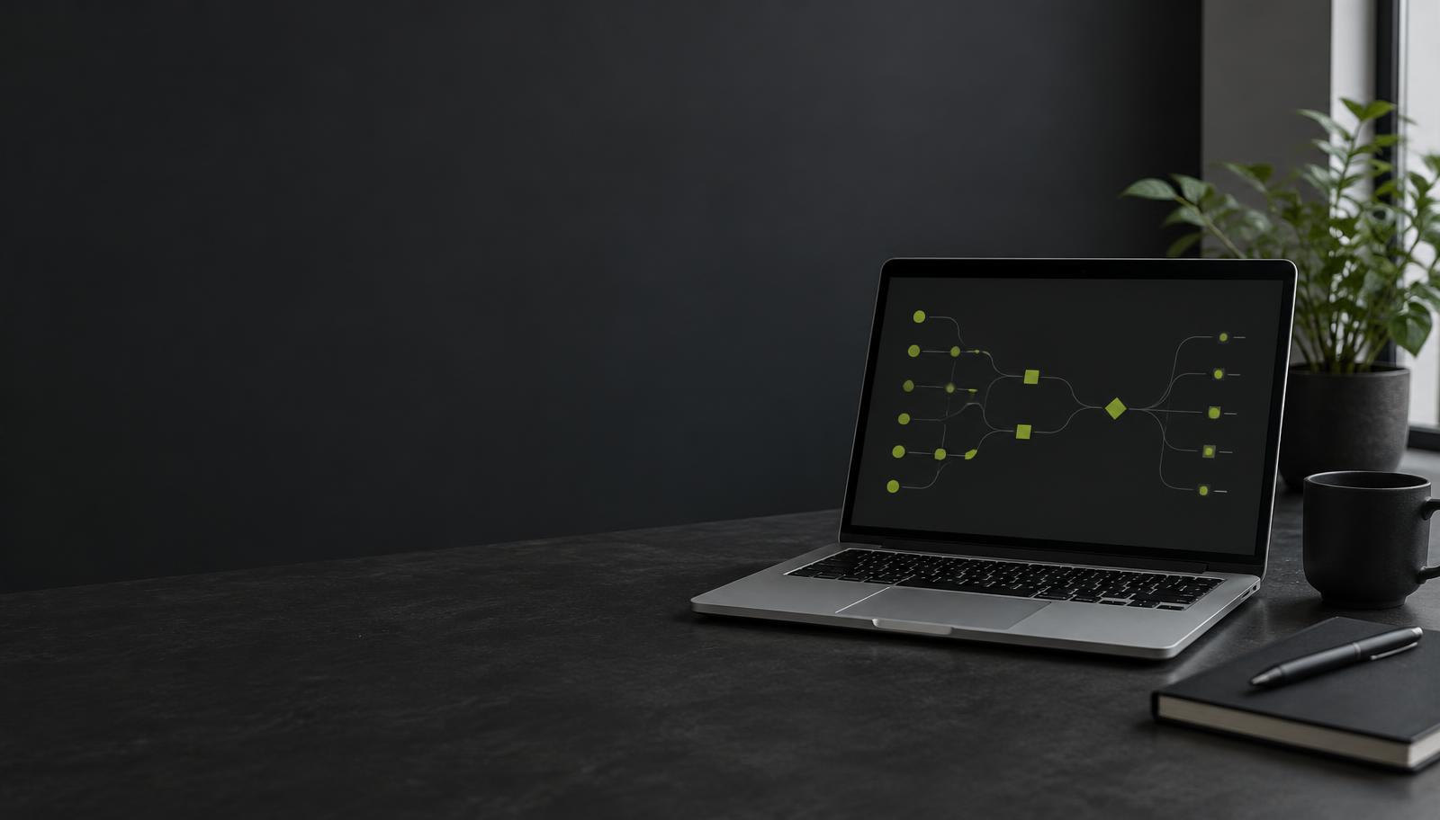 Notebook com um fluxo de trabalho organizado em IA
